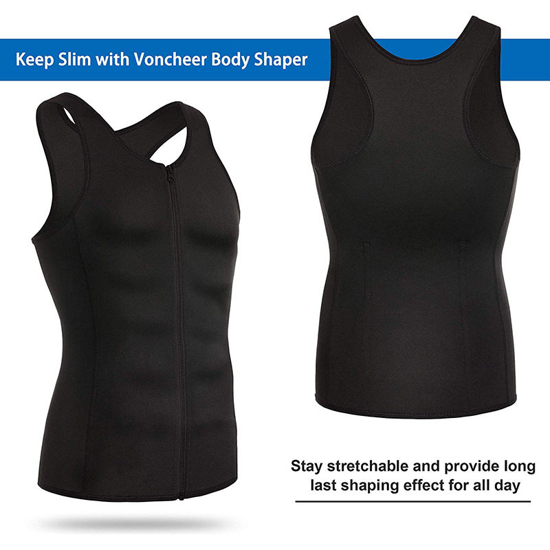 European and American Men's Sauna Clothing, Tummy Control Vest, Sports Vest, Cross-Border Corset, Neoprene Tights, Shapewear