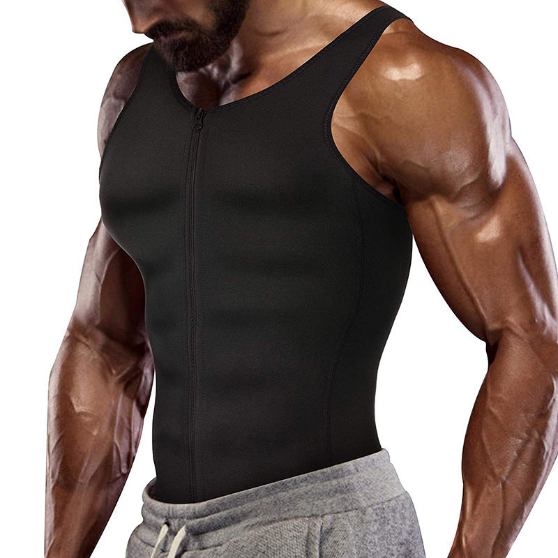 European and American Men's Sauna Clothing, Tummy Control Vest, Sports Vest, Cross-Border Corset, Neoprene Tights, Shapewear