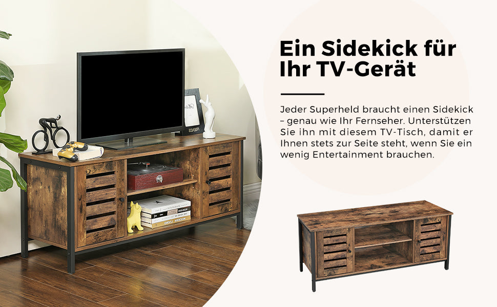 VASAGLE Lowboard TV wardrobe, 2 cabinets and 2 shelf levels, width 110cm