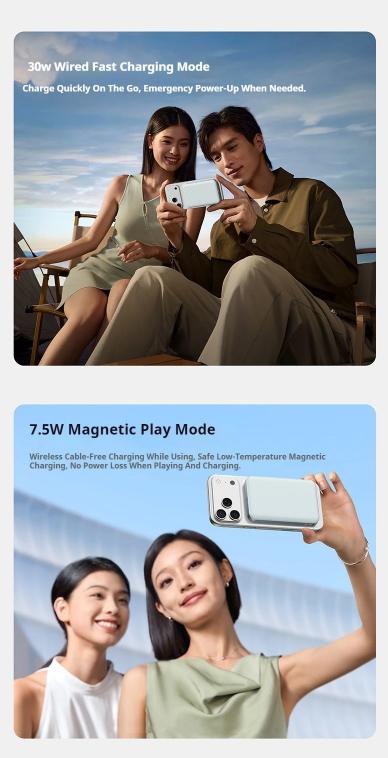 10000mAh Magnetic Power Bank, 22.5W Fast Charging Wireless Portable Charger, Anti-Explosion External Battery for iPhone 12-17 Pr