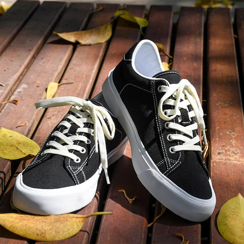 Goluck Designer Luxury Black White Canvas Sneaker Men's Women's Skateboar Shoes Steetwear Vulc Breathable Durable soft Footwear