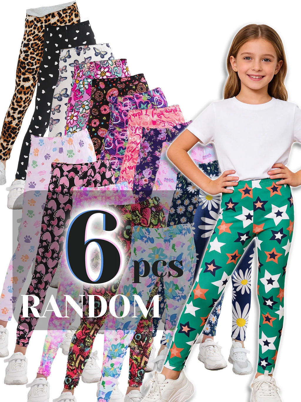 Set de 6 Leggings Estampados para Niñas – Cómodos y Coloridos