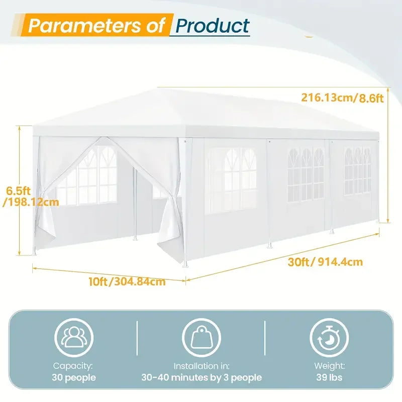 Carpa Impermeable para Fiestas y Eventos al Aire Libre – Con Paredes Laterales