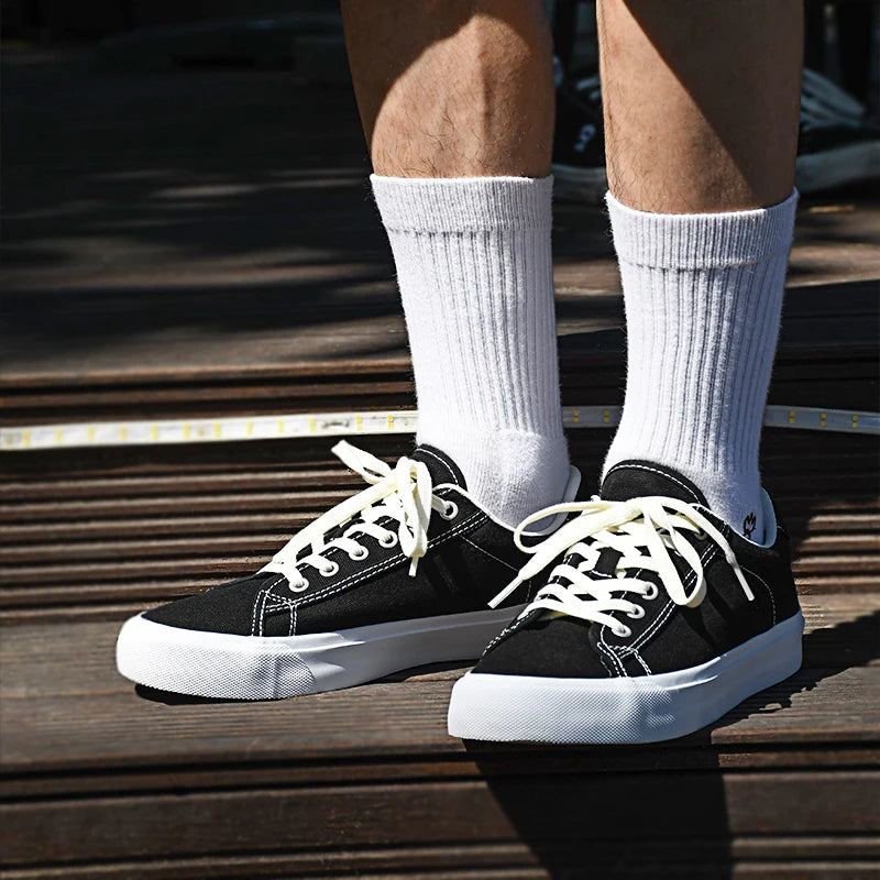 Goluck Designer Luxury Black White Canvas Sneaker Men's Women's Skateboar Shoes Steetwear Vulc Breathable Durable soft Footwear
