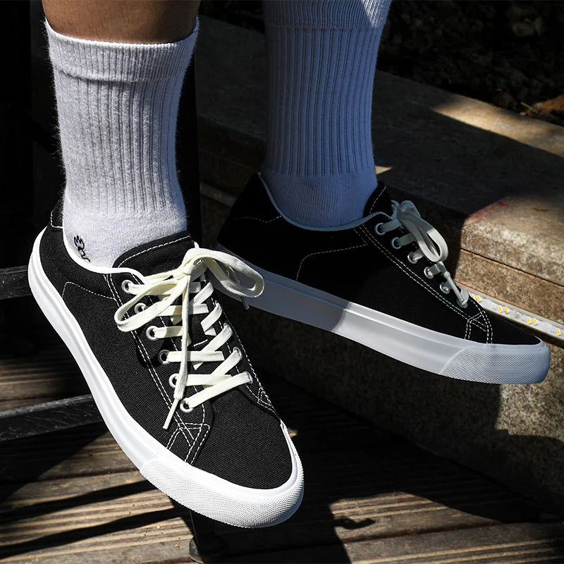 Goluck Designer Luxury Black White Canvas Sneaker Men's Women's Skateboar Shoes Steetwear Vulc Breathable Durable soft Footwear
