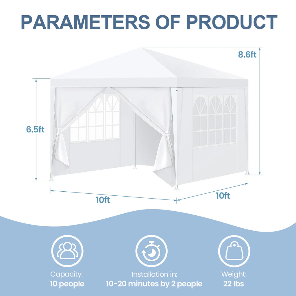 Carpa Impermeable para Fiestas y Eventos al Aire Libre – Con Paredes Laterales
