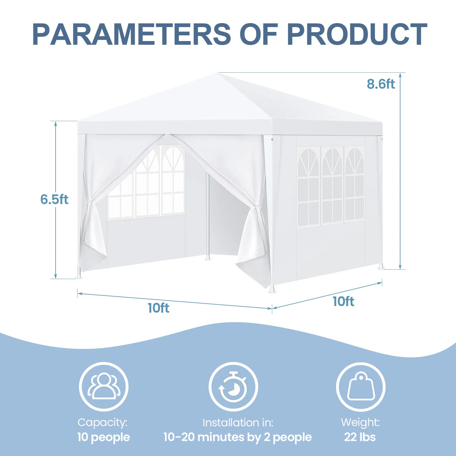 Carpa Impermeable para Fiestas y Eventos al Aire Libre – Con Paredes Laterales