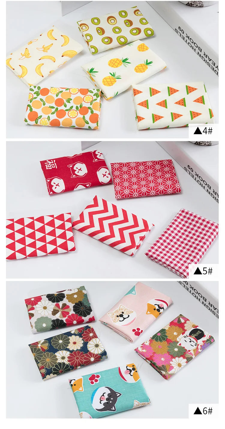 Japanese Cotton Printed Patchwork Fabric Quilting Material For Sewing Dolls And Bags Needlework Accessories 20x25cm/Pcs TJ0361
