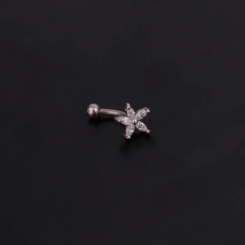 1PC 16G New Flower Stainless Steel IBall Eyebrow Piercing Curved Barbell Lip Ring Snug Daith Helix Rook Earring