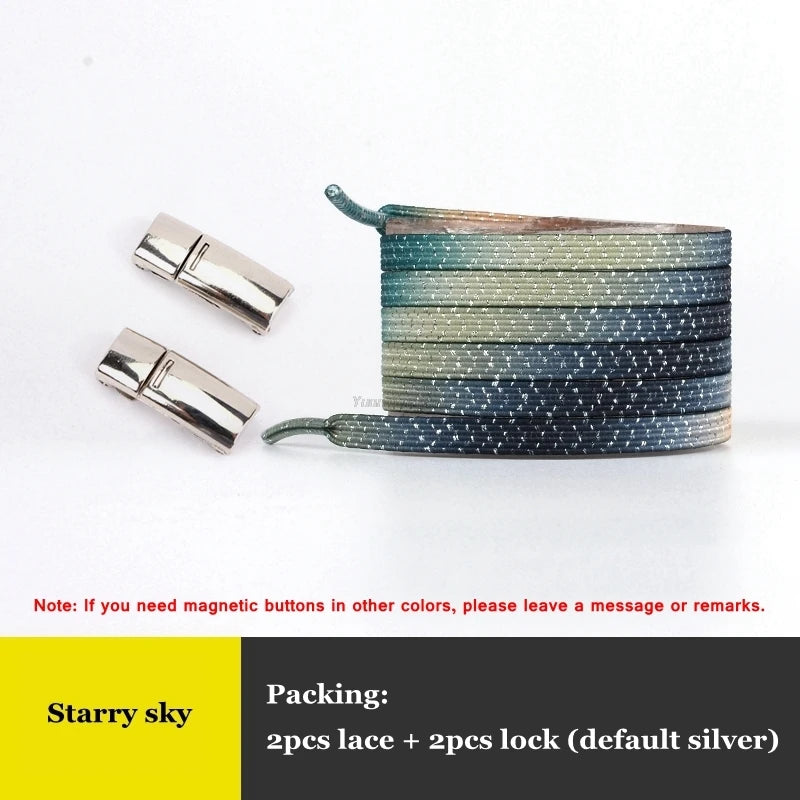 New Rainbow Magnetic Lock Shoelaces Elastic No tie Shoe laces Sneakers Shoelace Kids Adult Lazy Laces One Size Fits All Shoes