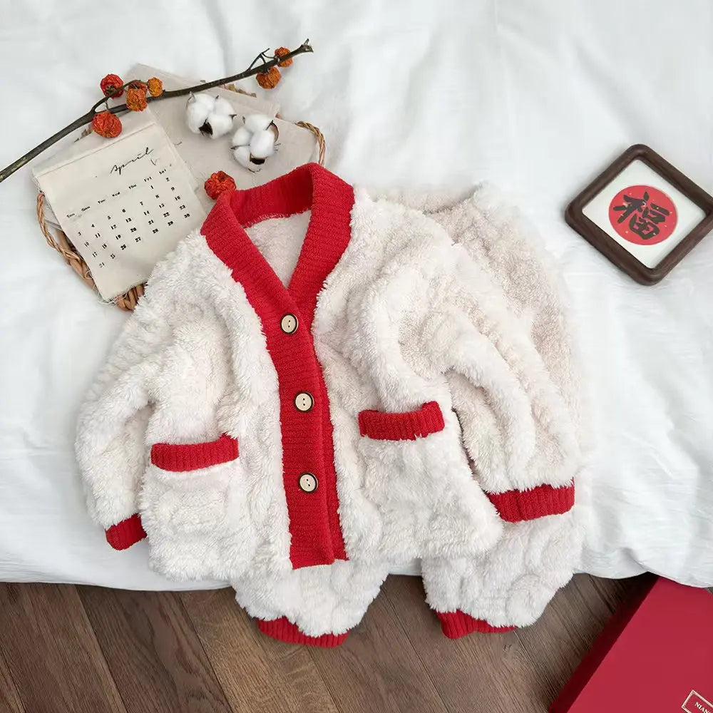 Suit Winter New Baby Padded Thickened Boys Home Wear Girls Pajamas Warm Children's Clothing - EXPRESS STORE