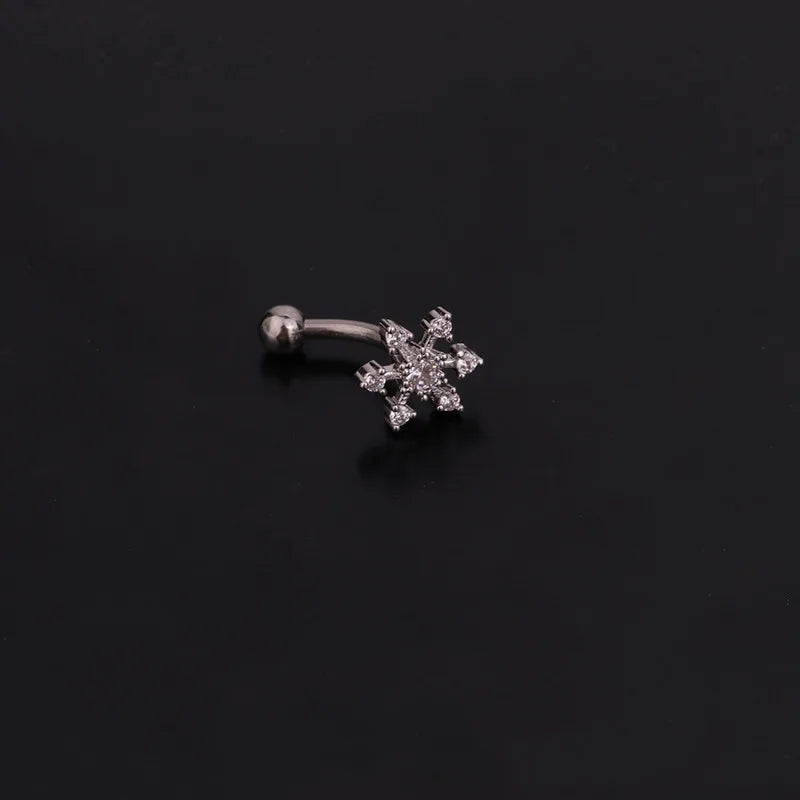 1PC 16G New Flower Stainless Steel IBall Eyebrow Piercing Curved Barbell Lip Ring Snug Daith Helix Rook Earring