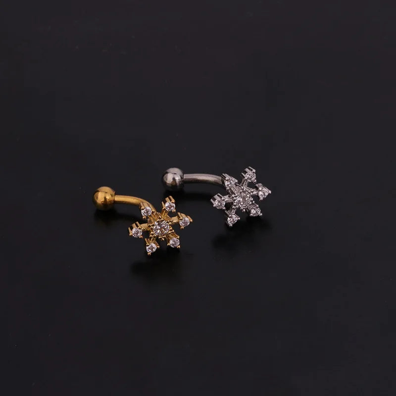 1PC 16G New Flower Stainless Steel IBall Eyebrow Piercing Curved Barbell Lip Ring Snug Daith Helix Rook Earring