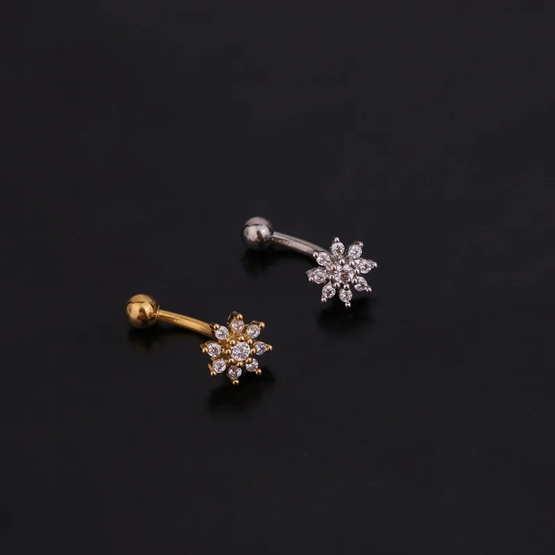 1PC 16G New Flower Stainless Steel IBall Eyebrow Piercing Curved Barbell Lip Ring Snug Daith Helix Rook Earring