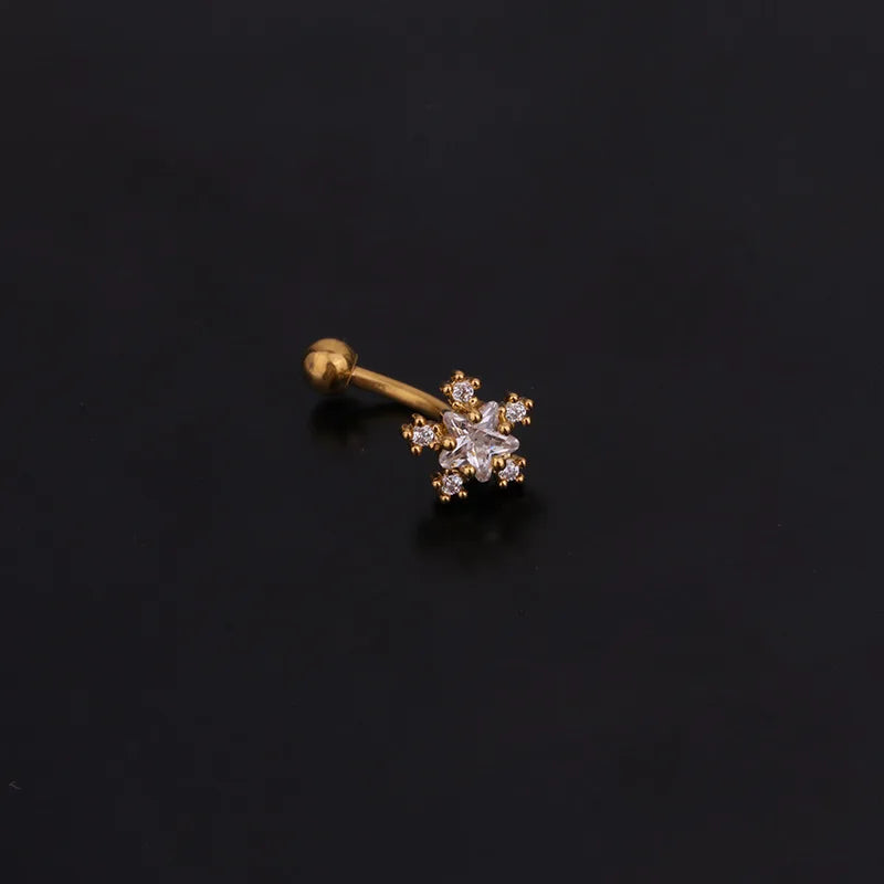 1PC 16G New Flower Stainless Steel IBall Eyebrow Piercing Curved Barbell Lip Ring Snug Daith Helix Rook Earring