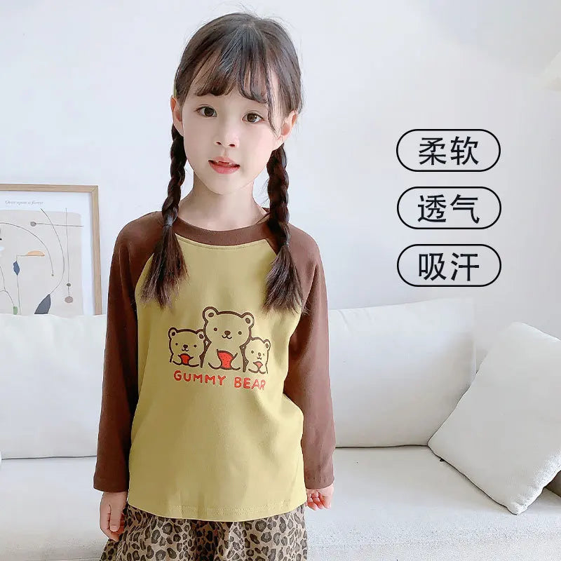 Autumn Winter Long-Sleeved Thermal Underwear Bottoming Baby Boys Girls Close to the Clothes Home Wear Children's Inner Pajamas
