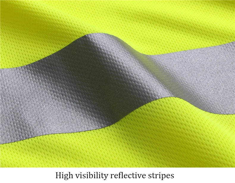 Fluorescent Yellow Workwear T Shirt  Long Sleeve  Breathable shirts for Work Warehouse Construction Class 3