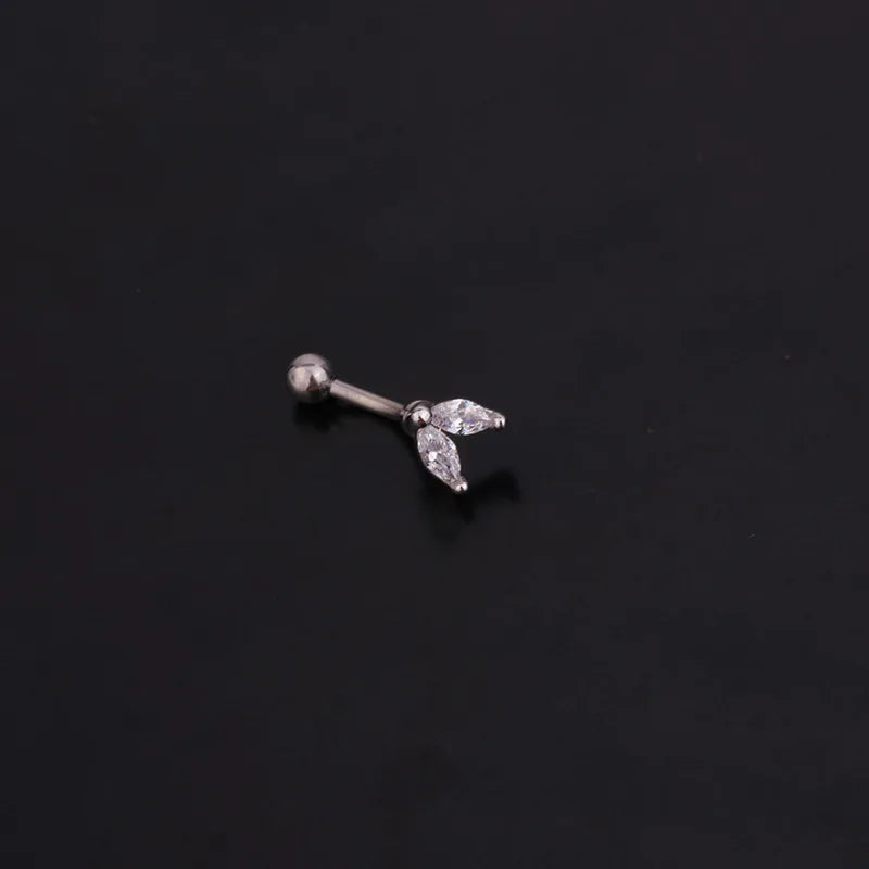 1PC 16G New Flower Stainless Steel IBall Eyebrow Piercing Curved Barbell Lip Ring Snug Daith Helix Rook Earring