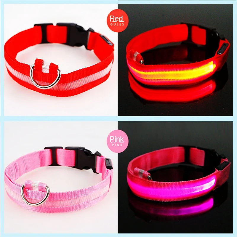 Led Glowing Dog Collar  Luminous Collar Adjustable Night Light  Harness Dog Leash For Girl Small Dogs Cat Pet Safety Accessories