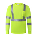 Fluorescent Yellow Workwear T Shirt  Long Sleeve  Breathable shirts for Work Warehouse Construction Class 3