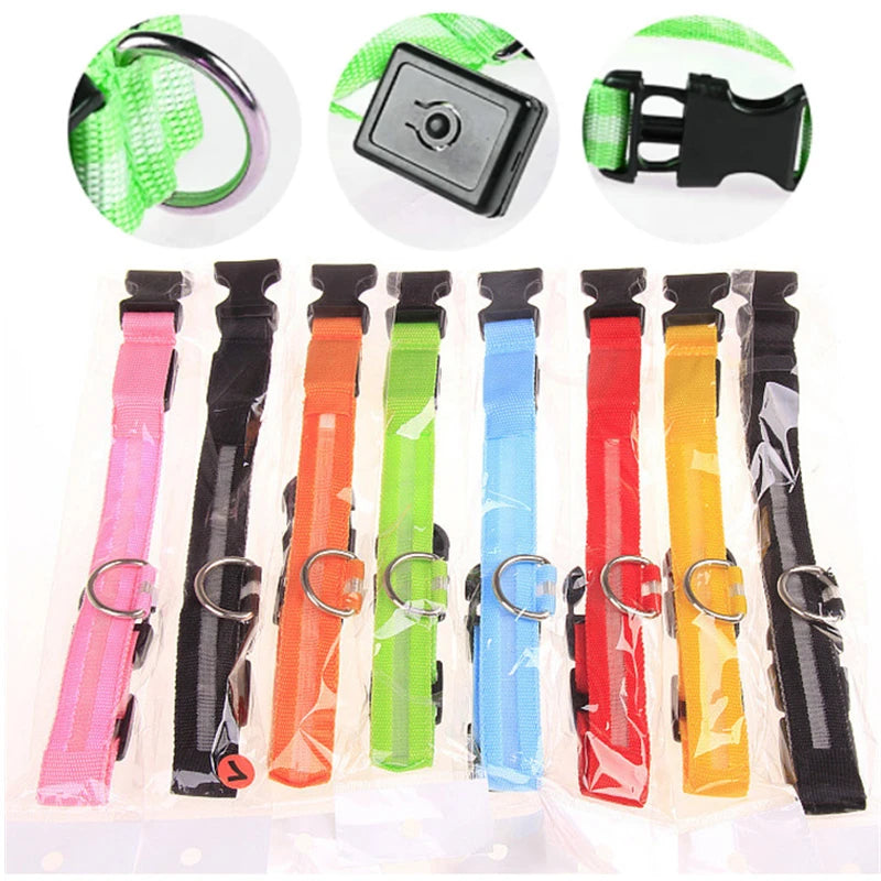 Led Glowing Dog Collar  Luminous Collar Adjustable Night Light  Harness Dog Leash For Girl Small Dogs Cat Pet Safety Accessories