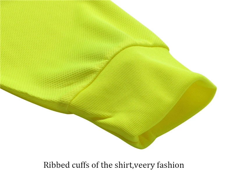 Fluorescent Yellow Workwear T Shirt  Long Sleeve  Breathable shirts for Work Warehouse Construction Class 3