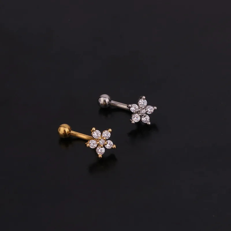 1PC 16G New Flower Stainless Steel IBall Eyebrow Piercing Curved Barbell Lip Ring Snug Daith Helix Rook Earring