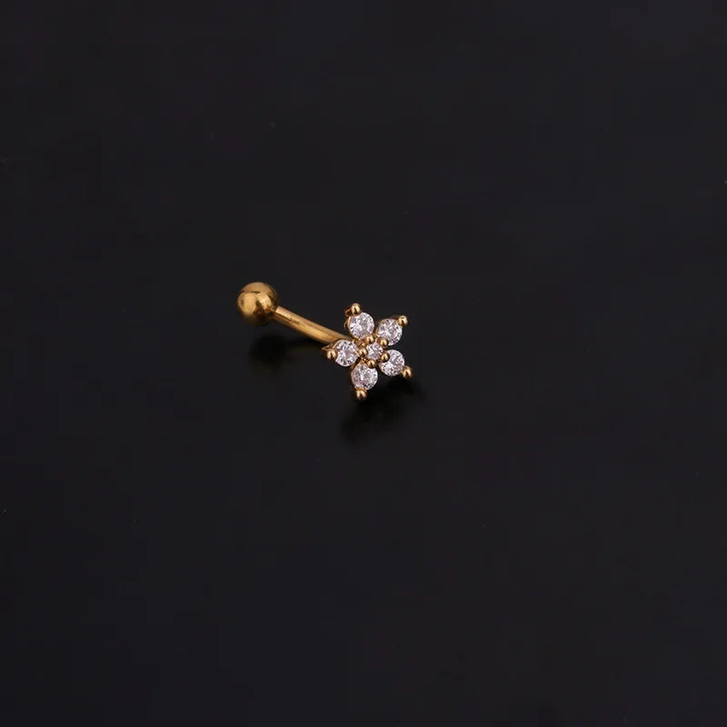 1PC 16G New Flower Stainless Steel IBall Eyebrow Piercing Curved Barbell Lip Ring Snug Daith Helix Rook Earring