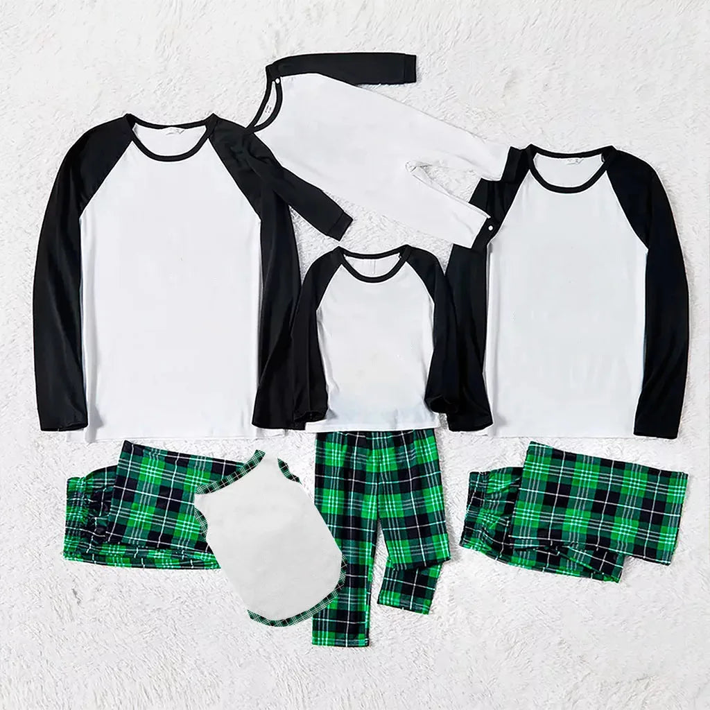 3D Print Christmas Family Matching Pajamas Set | Plaid Winter Warm Long Sleeve PJs