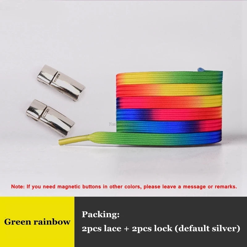 New Rainbow Magnetic Lock Shoelaces Elastic No tie Shoe laces Sneakers Shoelace Kids Adult Lazy Laces One Size Fits All Shoes