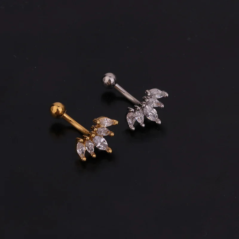 1PC 16G New Flower Stainless Steel IBall Eyebrow Piercing Curved Barbell Lip Ring Snug Daith Helix Rook Earring