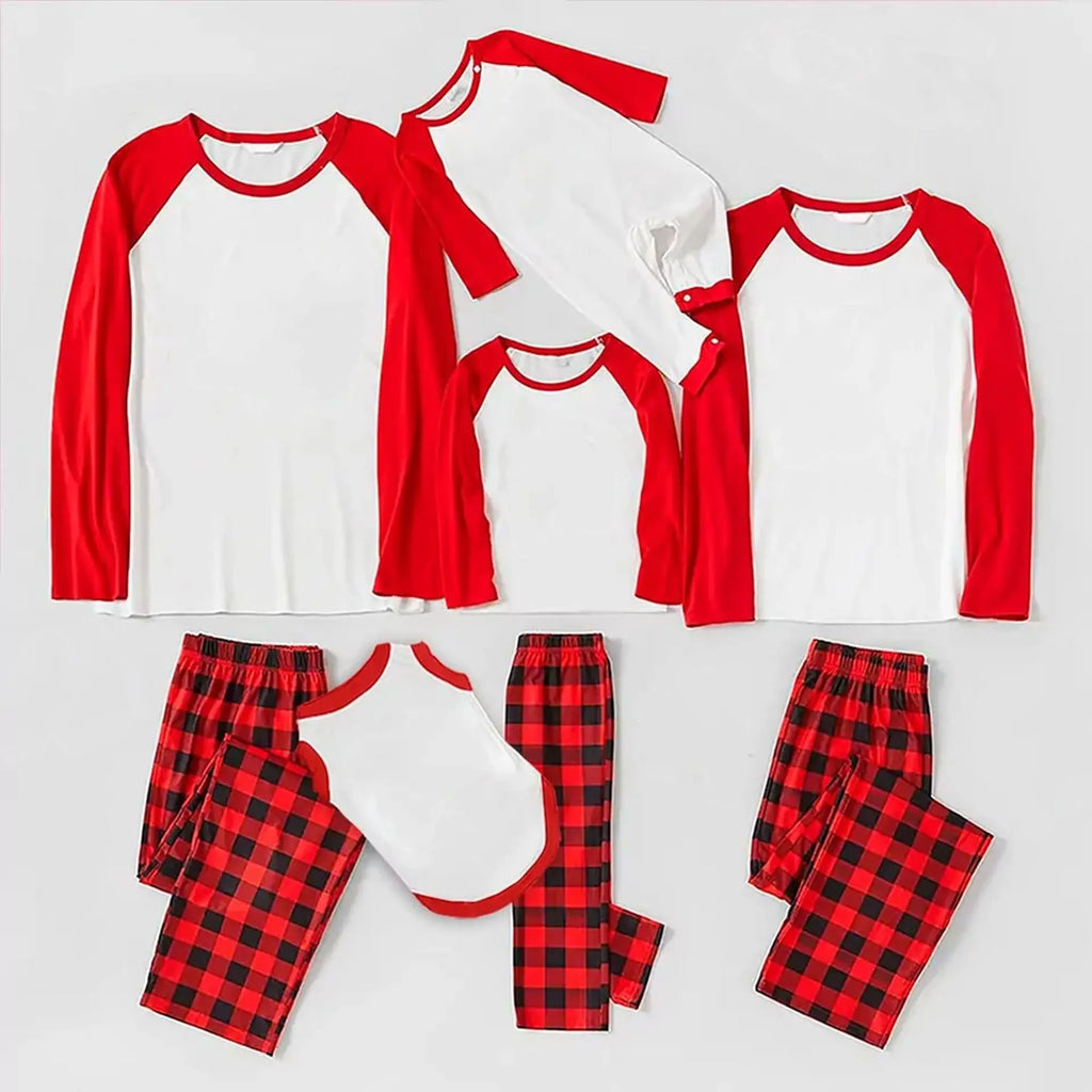 3D Print Digital Personalized Wholesale Winter Warm Long Sleeve Plaid Print on Demand Christmas Family Matching Sets Pajamas
