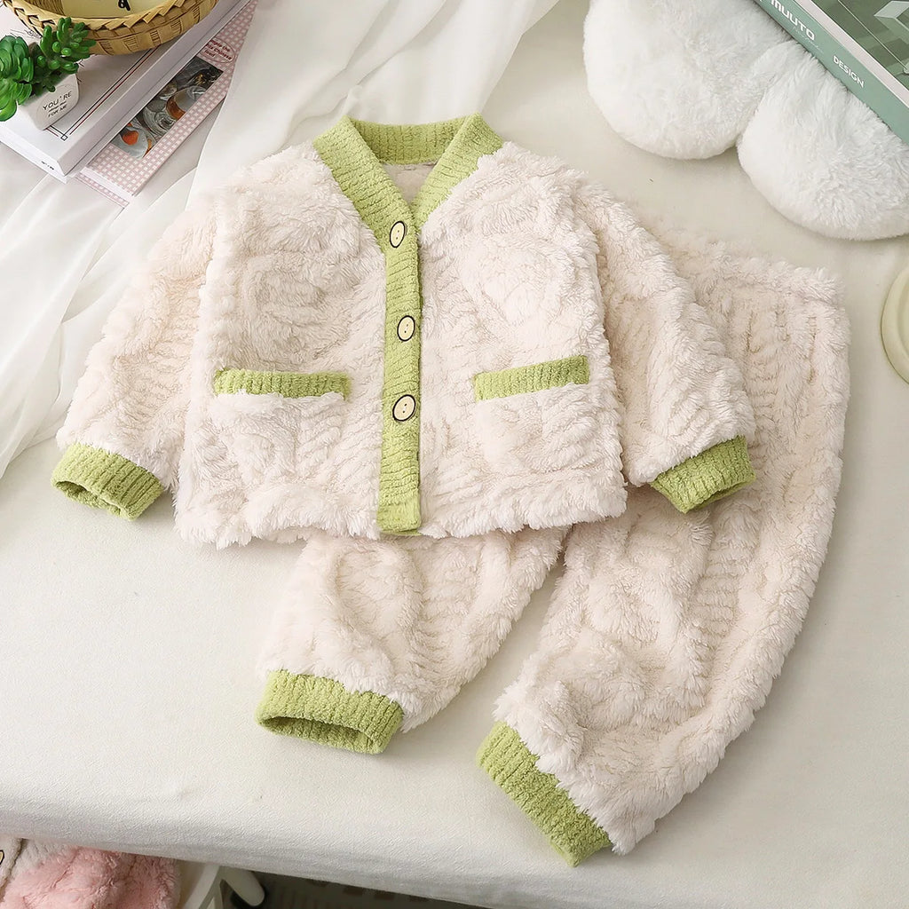 Kids Winter Padded Warm Pajama Set | Boys & Girls Thickened Home Wear