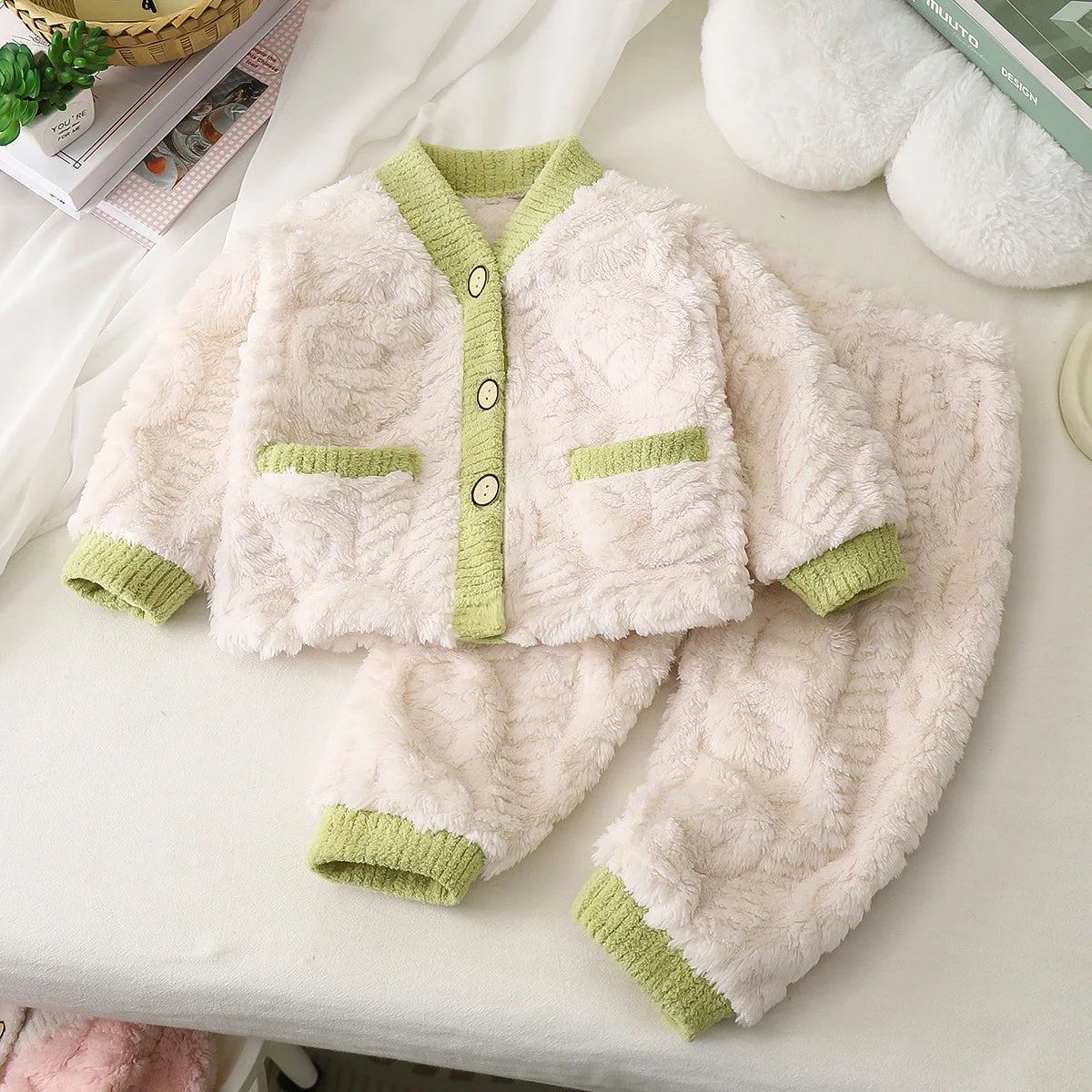 Kids Winter Padded Warm Pajama Set | Boys & Girls Thickened Home Wear