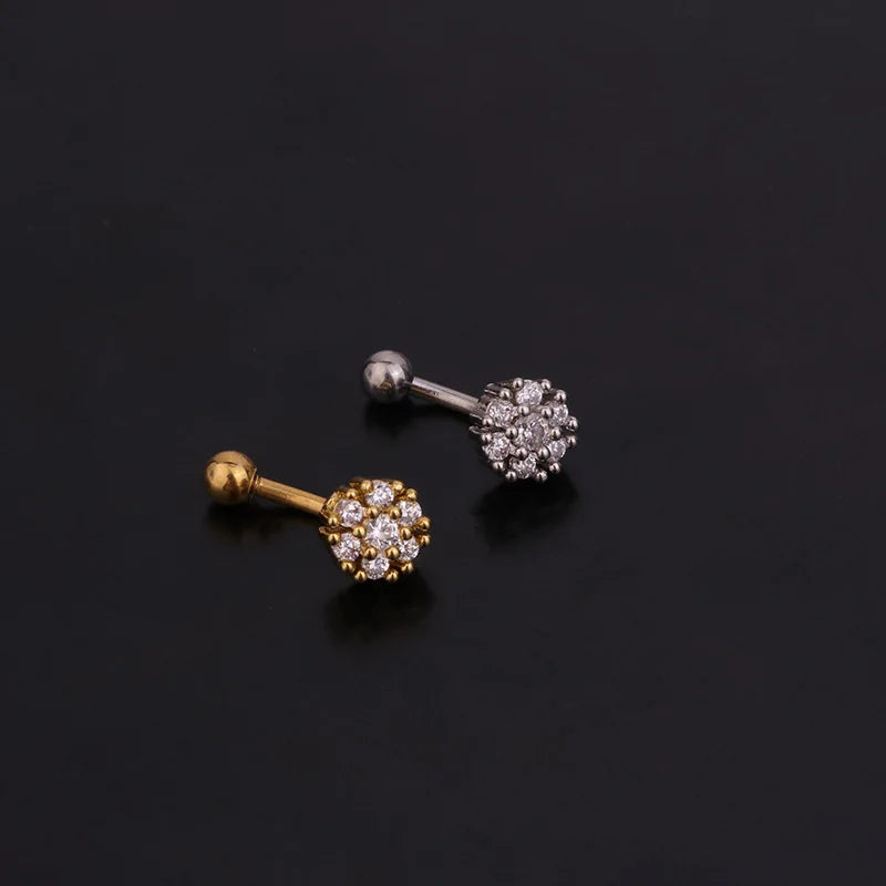 1PC 16G New Flower Stainless Steel IBall Eyebrow Piercing Curved Barbell Lip Ring Snug Daith Helix Rook Earring