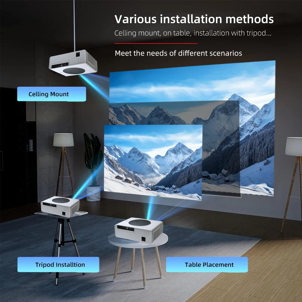 New Model LCD Projector 1080P Resolution High Brightness Android Smart for Classrooms Meetings Outdoor Use