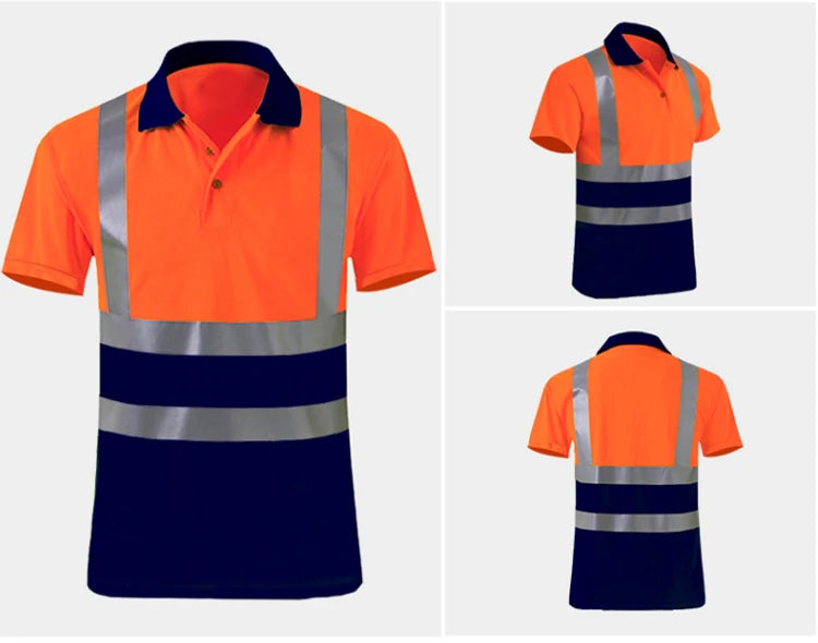 Safety Reflective T shirts High quality Working T-shirt with Reflection Tapes Road Construction Security Tops