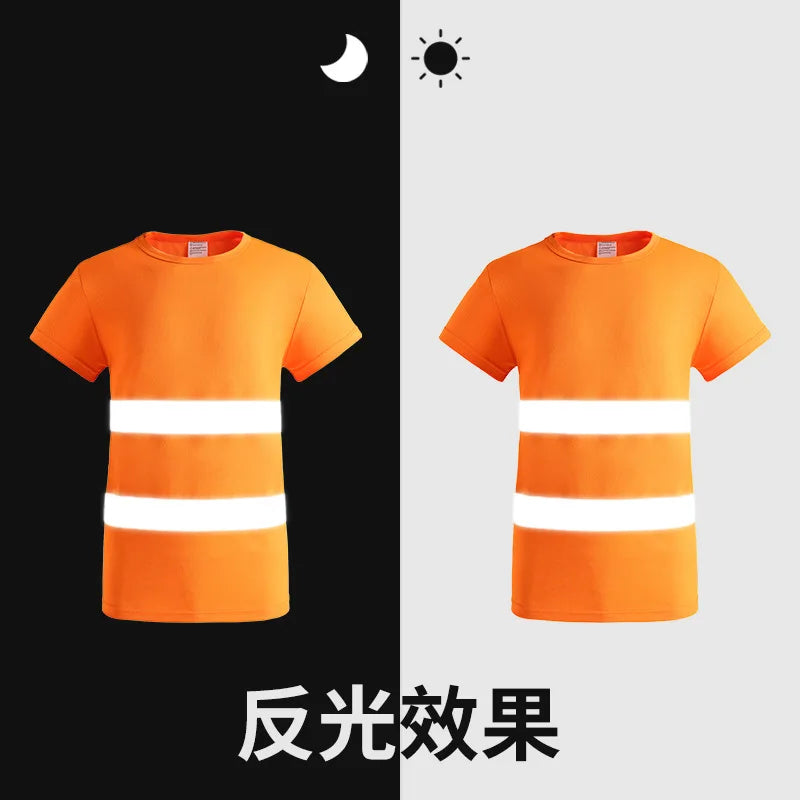 2023Outdoor Shirt Fluorescent High Visibility Safety Work Shirt Summer Breathable Work T Shirt Reflective Vest t-shirt Quick Dry