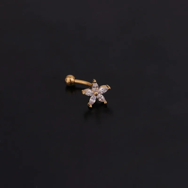 1PC 16G New Flower Stainless Steel IBall Eyebrow Piercing Curved Barbell Lip Ring Snug Daith Helix Rook Earring