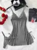 Sexy Lace Sleepwear Two Pieces Set Dress and Thong Lingerie Set Lace up Sexy Night Underwear - EXPRESS STORE
