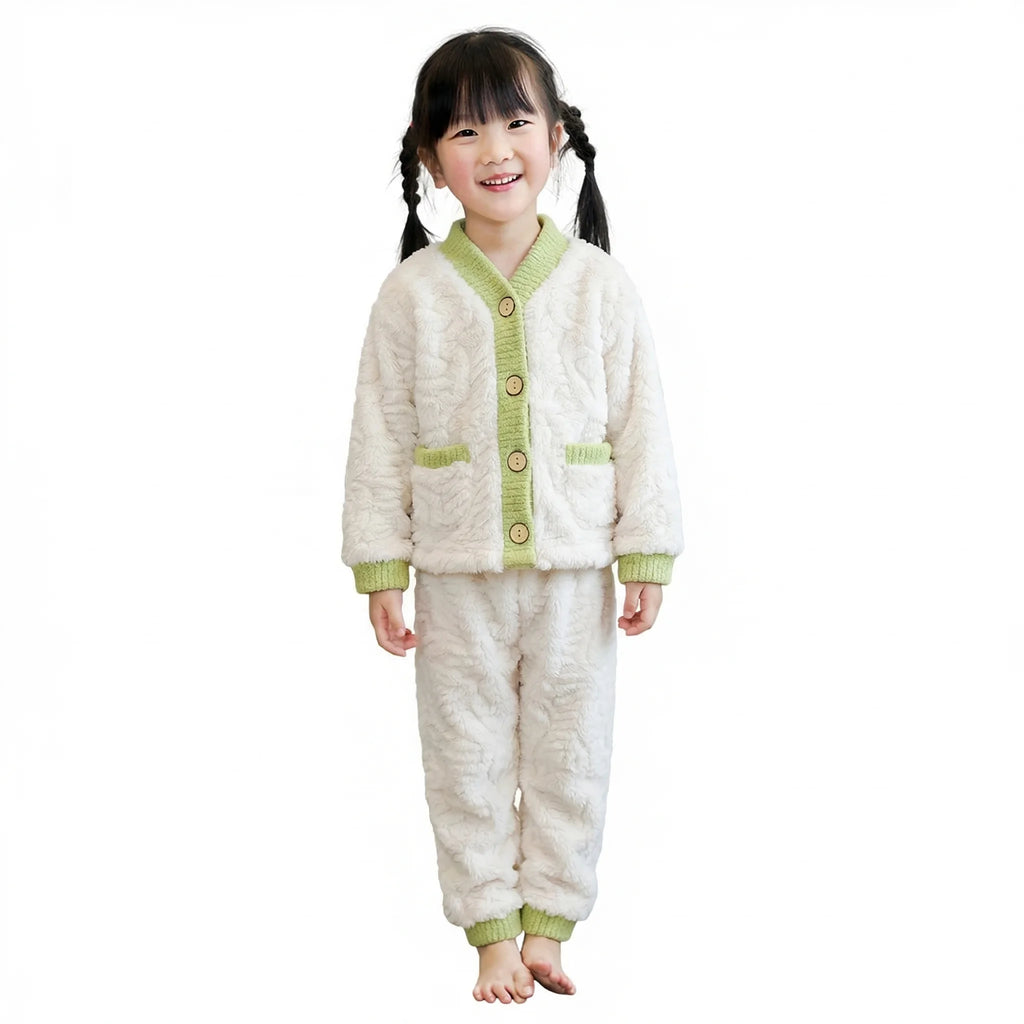 Kids Winter Padded Warm Pajama Set | Boys & Girls Thickened Home Wear