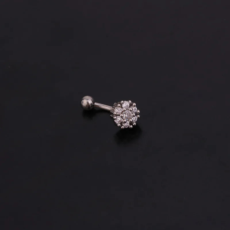 1PC 16G New Flower Stainless Steel IBall Eyebrow Piercing Curved Barbell Lip Ring Snug Daith Helix Rook Earring