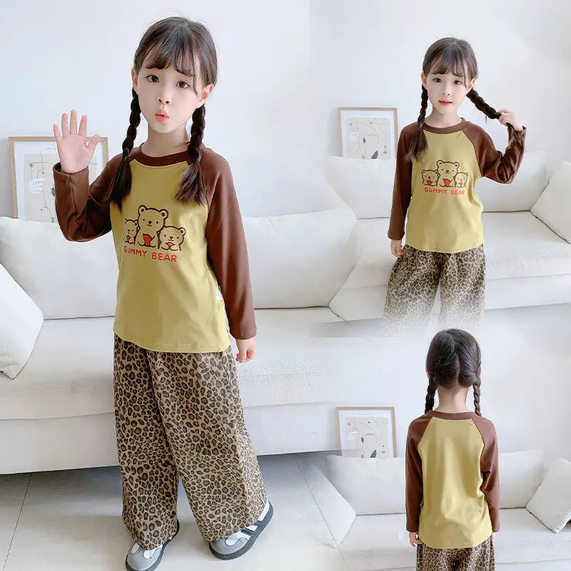 Autumn Winter Long-Sleeved Thermal Underwear Bottoming Baby Boys Girls Close to the Clothes Home Wear Children's Inner Pajamas