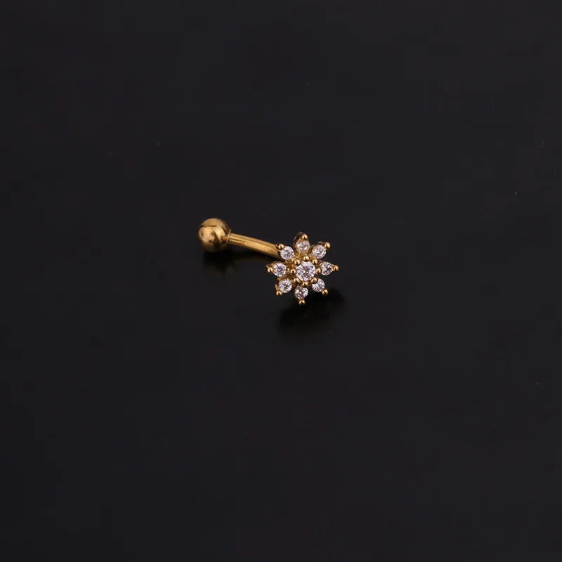 1PC 16G New Flower Stainless Steel IBall Eyebrow Piercing Curved Barbell Lip Ring Snug Daith Helix Rook Earring