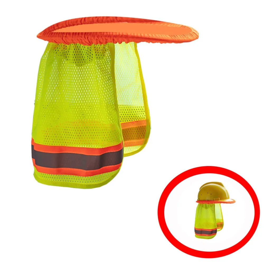 Hi Viz Reflective Safety Sunshade Outdoor Construction Safety Hard Hat Sun Shade Neck Shield Neck Protective Helmets Shield