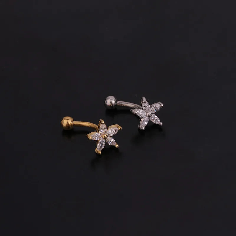 1PC 16G New Flower Stainless Steel IBall Eyebrow Piercing Curved Barbell Lip Ring Snug Daith Helix Rook Earring