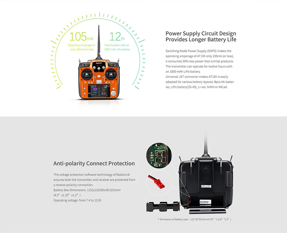 Radiolink AT10 II 12CH RC Transmitter and Receiver R12DS 2.4G AT9S PRO Radio Remote Controller for RC Drone/ Fixed Wing