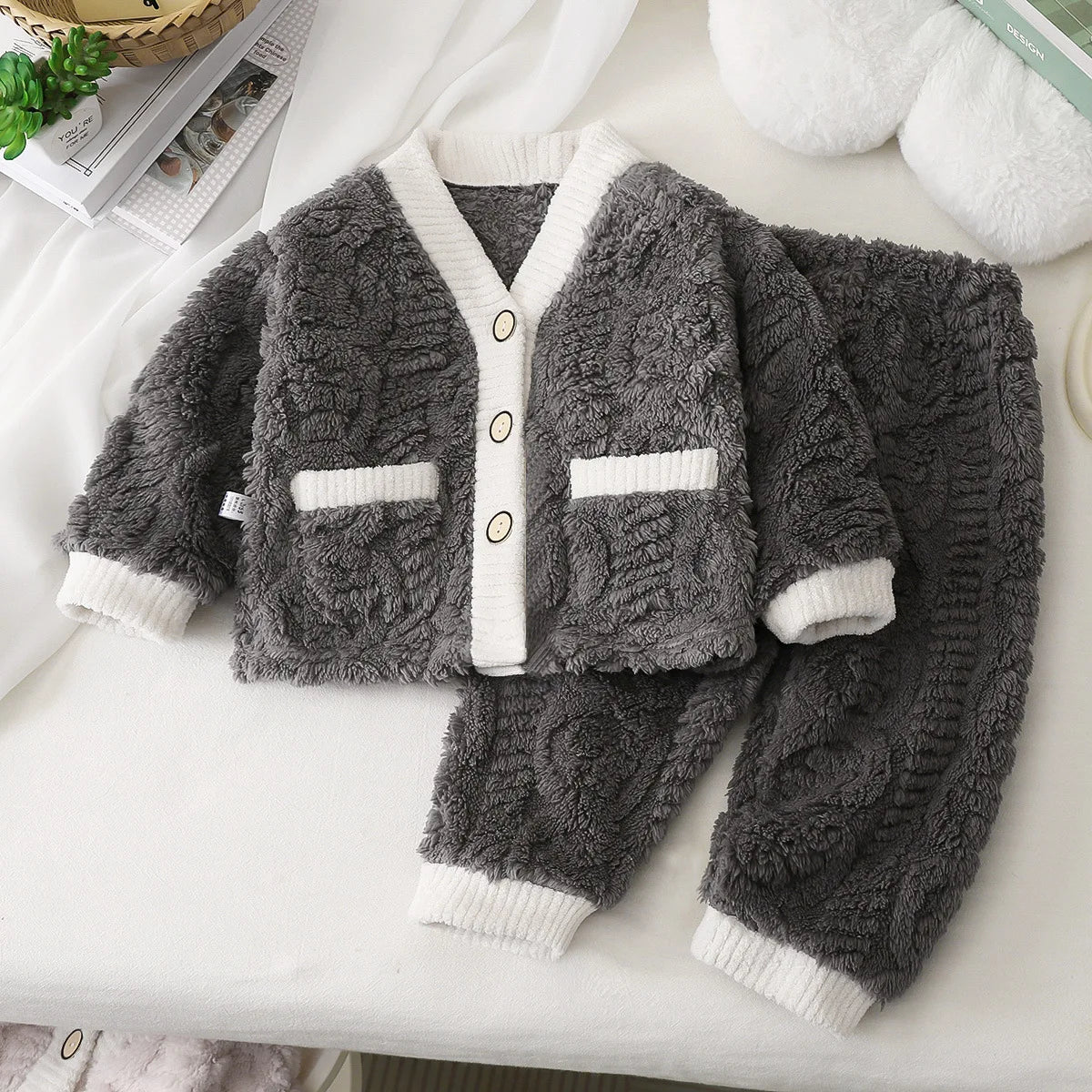 Kids Winter Padded Warm Pajama Set | Boys & Girls Thickened Home Wear