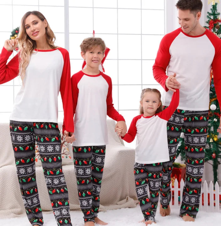 3D Print Digital Personalized Wholesale Winter Warm Long Sleeve Plaid Print on Demand Christmas Family Matching Sets Pajamas