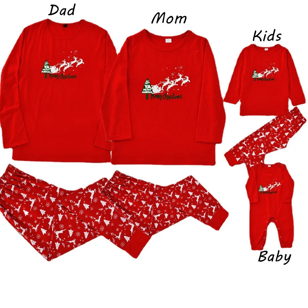 Family Christmas Matching Pajamas Set | Kids & Adults Deer Santa Holiday PJs